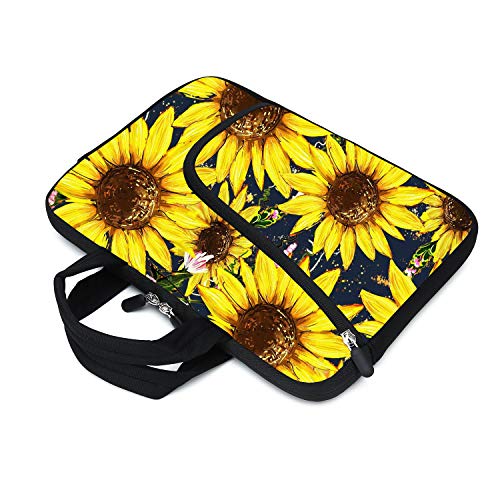 Laptop Sleeves 14 15 15.4 15.6 Chromebook Case Notebook Sleeve PC Messenger Bag Tablet Case Neoprene Handle Sleeve for Men Women, Two Pockets (Sunflowers) - color: Sunflowers