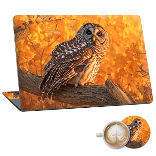 Laptop Skin Sticker Decal 15.6 Inch,12 13 13.3 14 15 15.6 in Laptop Netbook Skins for Notebook,Art Decal Removable Waterproof Scratch Resistant,Universal Vinyl Cover,Cute Owl Autumn - color: Cute Owl Autumn