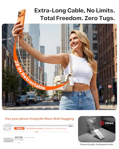 TORRAS EasyGO Lite 10000mAh Power Bank, 35W 3-in-1 Portable Charger | Built-in 2.3ft Retractable USB-C Cable and Wall Plug, Travel for iPhone 17/16/15 Pro Max, Samsung, iPad and MacBook Air
