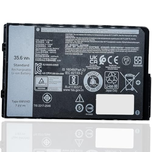 JOTACT 6WVHD 35.6Wh Laptop Battery Replacement for Dell Latitude 7230 Rugged Extreme Tablet T06H 06H001 Series Notebook 0VDDJY 0JM6CX 451-BDDY FNW8F VDDJY JM6CX 7.6V 4457mAh - size: 4.11*2.48*0.37inch 6WVHD