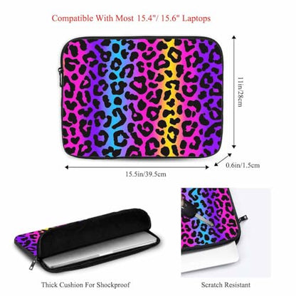 Laptop Sleeve Bag 15.4 15.6 Inch,Leopard Print Cheetah Neon Animal Print Protective Polyester Computer Cases Laptop Cover Briefcase Bag Tablet Travel Cover - color: LPS-028