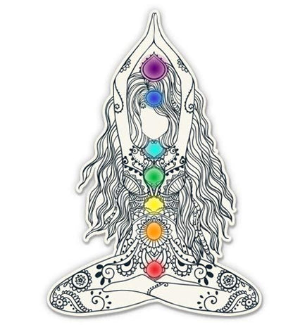 Yoga Om 7 Chakras Meditating - 5" Vinyl Sticker - for Car Laptop I-Pad - Waterproof Decal - size: 5"