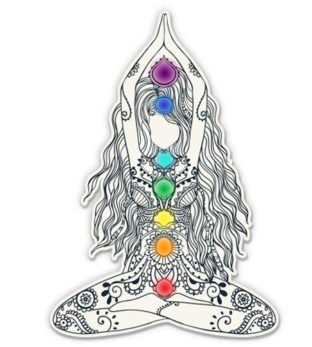 Yoga Om 7 Chakras Meditating - 5" Vinyl Sticker - for Car Laptop I-Pad - Waterproof Decal - size: 5"
