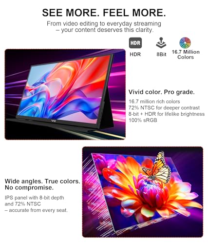 LB M18 Portable Monitor 18.5 Inch 1080P FHD IPS 100Hz External Screen, USB-C & HDMI Travel Display with Protective Folio Dual Speakers for Laptop, Mac, Phone, PC - size: M18 (18.5")