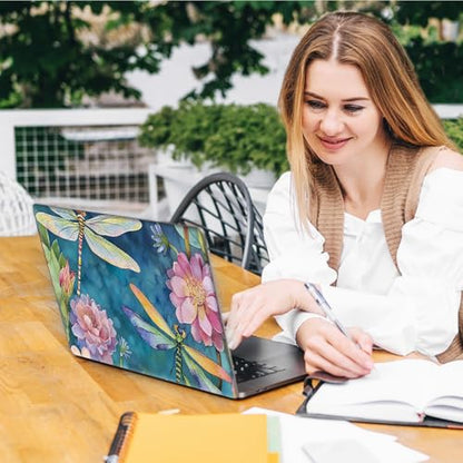 Laptop Skin Sticker Decal, Universal Reusable Vinyl Laptop Cover for 12" 13" 13.3" 14" 15" 15.4" 15.6" Notebook PC, Waterproof Scratch-Resistant with 2 Wrist Pads, Easy to Apply & Remove,Dragonfly - color: Dragonfly