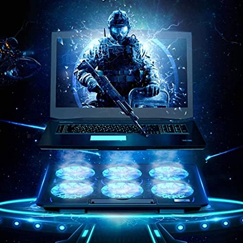 Notebook Cooler Laptop Cooling Pad 12-17.2 Inch Gaming Laptop Cooler Cooling Pad 6 Fans and 2 USB, 2400 RPM Strong Wind Designed for Gamers and Office Gaming Cooling Pad (Color : Black)