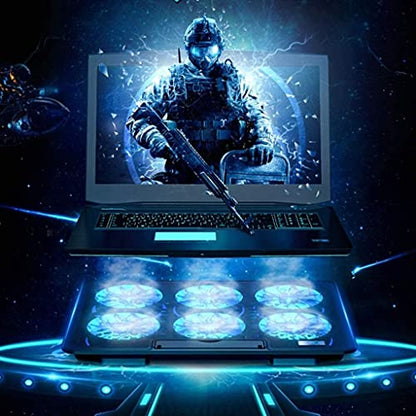 Notebook Cooler Laptop Cooling Pad 12-17.2 Inch Gaming Laptop Cooler Cooling Pad 6 Fans and 2 USB, 2400 RPM Strong Wind Designed for Gamers and Office Gaming Cooling Pad (Color : Black)