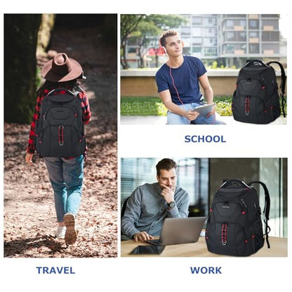 VANKEAN 17.3'' Travel Laptop Backpack TSA Friendly, Water Resistant Anti Theft Extra Large College Backpacks with RFID Pockets, USB Port for Men Women Business Work Bag, Black - style: Classic