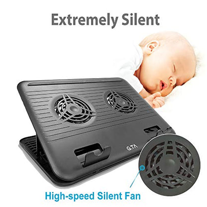 Laptop Cooler Cooling Pad 10"-16" Notebook Cooler Cooling Stand - Slim Portable USB Powered 2 Fans, Adjustable Mounts Laptop Stand Height Angle.
