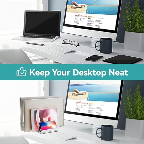 Vertical Laptop Stand, 3-Slot Vertical Laptop Stand Holder,Adjustable Dock Size,3 in 1 Design Space-Saving Laptop Holder Desktop,for Desk MacBook/Surface/Samsung/HP/Dell/Chrome Book