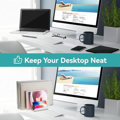 Vertical Laptop Stand, 3-Slot Vertical Laptop Stand Holder,Adjustable Dock Size,3 in 1 Design Space-Saving Laptop Holder Desktop,for Desk MacBook/Surface/Samsung/HP/Dell/Chrome Book