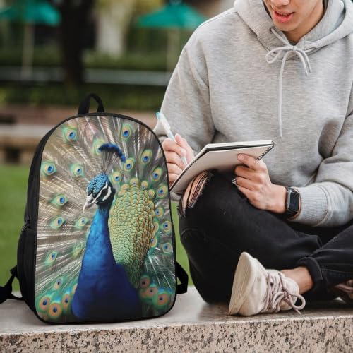 Laptop Backpack with Pocket, Large, Adjustable 17 Inch Bag, Waterproof | The Peacock Computer Bag for Work, Breathable, Expandable Backpack for Women Men, Portable