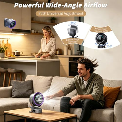 Portable Clip on Fan, Rechargeable USB Desk Fan with Turbo Airflow, 100 Speeds LED Display, 360° Rotation, Small Quiet Battery Powered Fan for Stroller Outdoor Travel Camping Golf Cart, Grey - color: Grey