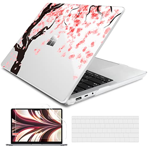 Batianda Case for 13.5" Microsoft Surface Laptop 5 4/3 with Metal Palm Rest Model 1951, Designed Clear Protective Plastic Hardshell & Keyboard Cover & Screen Protector, Cherry Blossoms - color: Cherry blossoms, size: with Metal Palm Rest