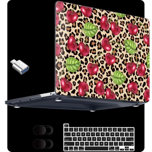 MEEgoodo for M2 MacBook Pro 13 inch Case 2022 2021 2020,Crystal Cover Fit Model A2338 M2/M1 A2251 A2289,Clear Case for 13.3-inch Laptop,Hard Shell for MacBook Pro M2, Beige Brown & Cherry - color: Beige Brown & Cherry