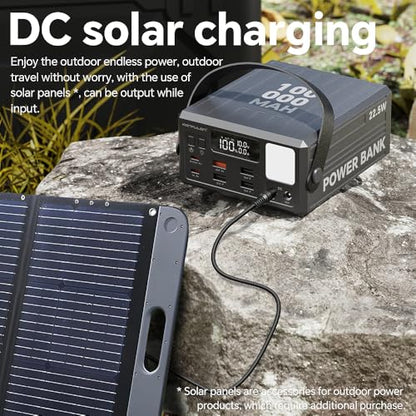 High Capacity Power Bank 100000mAh Fast Charging 22.5W PD 20W Portable USB C Battery Packs with 7 Outputs & LCD Display Battery Bank for iPhone, Samsung, iPad ,Macbook & Outdoors Camping (GREY) - color: GREY