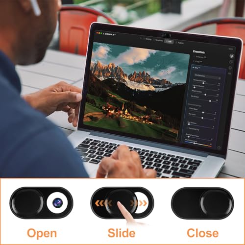 Ninsula 6 Pack Laptop Camera Cover Slide, 0.023 Inch Ultra-Thin Webcam Cover, Phone Camera Cover Fits Most Laptop, Desktop, PC, Tablet, Smartphone(Black and Silver)