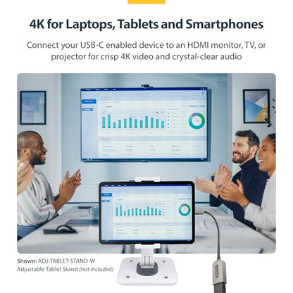 StarTech USB-C to HDMI 2.0 Adapter, 4K 60Hz, HDR10 (USBC-HDMI-CDP2HD4K60) | USB4 and Thunderbolt Compatible, MacBook Pro/Air, iPad Pro, Pixelbook, Dell XPS, TB5 and USB4, EMI-shielded connector - style: 4K60