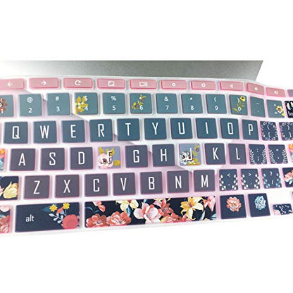 Silicon Keyboard Cover Skin for HP Chromebook 11 x360, 14-ca, 14-ak - Red Flower - color: Red Flower
