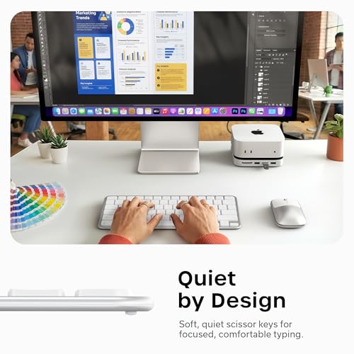 Satechi Slim EX1 Wireless Keyboard, Compact Keyboard for Mac, Windows, Android, Multi-Device 4-in-1 Connectivity (3X Bluetooth + 2.4GHz), Instant OS Remap, USB-C Rechargeable Battery, Silver - color: Silver, size: Keyboard