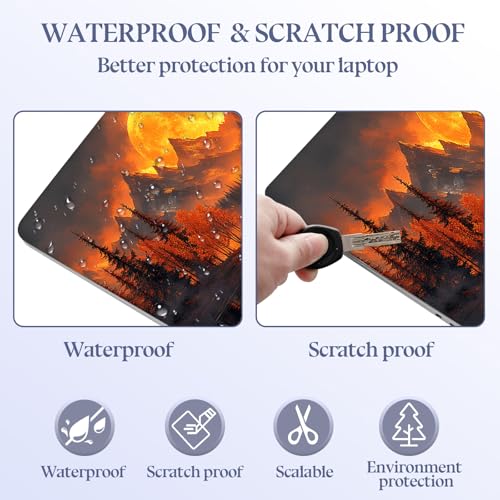 Universal Laptop Skin Sticker Decal,15.6 Inch Laptop Vinyl Cover for 13" 14" 15.6" Laptop,Scratch-Resistant Waterproof Protector Wrap,Reusable with Wrist Pads,Moonlit Mountain Lake - color: Moonlit Mountain Lake