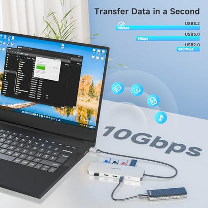 WAVLINK Laptop Docking Station, Docking Station Dual Monitor for HDMI | Single 4K@60Hz, 100W PD in,3×USB-C/A 10Gb, Gigabit Ethernet, Compatible with Dell/HP/Lenovo, Windows Only