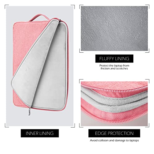 15 Inch Laptop Sleeve Case Carrying Bag Compatible with MacBook Air 15 inch M4 M3 M2/Pro 15 A1707 A1990, Waterproof Chromebook Cover Computer Zipper Pouch with Handle Pocket, Pink - color: Pink, size: 15"-15.4"