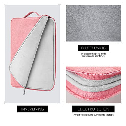 15 Inch Laptop Sleeve Case Carrying Bag Compatible with MacBook Air 15 inch M4 M3 M2/Pro 15 A1707 A1990, Waterproof Chromebook Cover Computer Zipper Pouch with Handle Pocket, Pink - color: Pink, size: 15"-15.4"