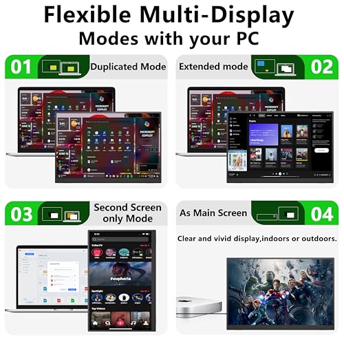 14" Touchscreen Portable Monitor, 16:10 1920×1200 IPS HDR Vertical Monitor, VESA Compatible USB-C Second Screen for Laptop Mac Pc Android (No Touch for iPhone/iPad/Consoles)