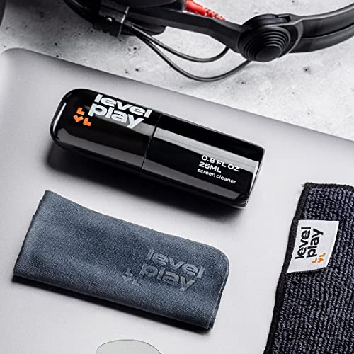 Levelplay Screen Cleaner Kit – Fingerprint-Resistant Touchscreen, Monitor & Lens Cleaner, Alcohol- and Ammonia-Free, Washable Microfiber Wipe (Small), 25 mL (0.85 fl oz) Spray Bottle - size: 25ml Travel Kit