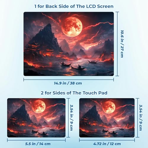 Reusable Universal Laptop Skin Sticker, Cut to Fit for 11.6–15.6 Inch Laptops, Waterproof Protective Film, No-Residue - Crimson Moon - color: Crimson Moon