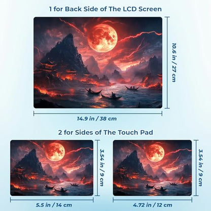 Reusable Universal Laptop Skin Sticker, Cut to Fit for 11.6–15.6 Inch Laptops, Waterproof Protective Film, No-Residue - Crimson Moon - color: Crimson Moon