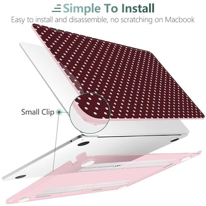 for MacBook Air 13 Inch (13.6 Inch) Case, M5/M4/M3/M2 Chip 2026 2025 2024 2023 2022, Hard Plastic Printed Cover with Screen Protector & Keyboard Cover & Dust Plugs, Burgundy Polka Dots - color: Burgundy Polka Dots