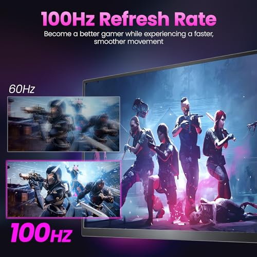 Upperizon Portable Monitor 18.5 inch FHD 130% sRGB 100Hz HDR HDMI USB-C Travel Monitor for Laptop MacBook PC Surface PS5 Xbox, Large External Display with Cover & Speakers, VESA Compatible - size: 18.5 inch