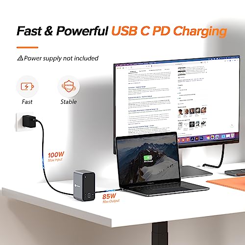 13-in-2 USB C Docking Station Dual Monitor with 100W Laptop Charger