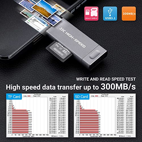 JJC UHS-II SD MicroSD USB Card Reader, Transfer Speed up to 312MB/s, Black | SD Card Adapter, 3-in-1 USB-A USB-C Micro USB Connection Port, Compatible with Computer, Laptop, OTG Enable Phone & Tablet - color: Black