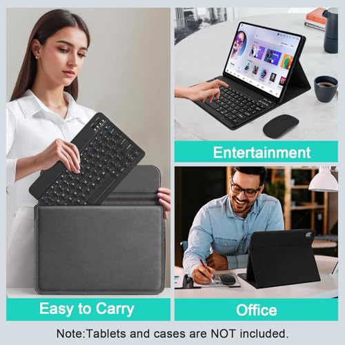 Wireless Keyboard and Mouse Combo, Rechargeable Bluetooth Keyboard & Mouse with 2.4 GHz Wireless USB Receiver, Compatible with iPad, Smartphone, PC, Laptop, Windows/iOS/Android, Black - color: Black