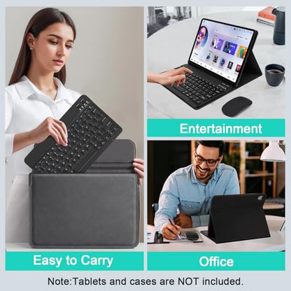 Wireless Keyboard and Mouse Combo, Rechargeable Bluetooth Keyboard & Mouse with 2.4 GHz Wireless USB Receiver, Compatible with iPad, Smartphone, PC, Laptop, Windows/iOS/Android, Black - color: Black