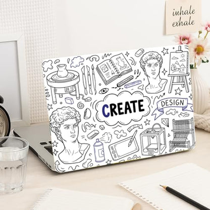 PLIGREAT 15 Inches Doodle Pattern Laptop Skin Sticker Decals Wall Art Doodle Laptop Skin Stickers Fits 12" to 15" Laptops Universal Waterproof Removable Notebook Art Protector, Blue Black - color: Blue Black