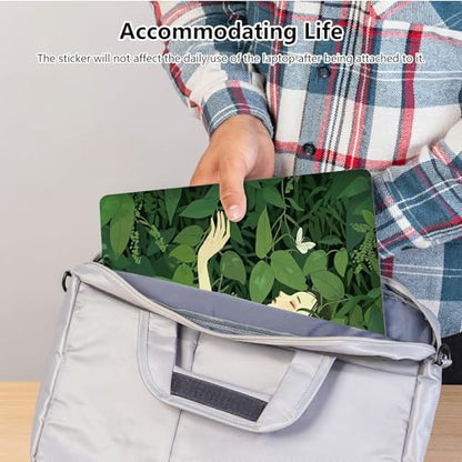 Universal Laptop Skin Sticker with 2 Wrist Pad Skins, Waterproof Scratch Resistant Vinyl Laptop Cover Decal, Cut to Fit for 11–15.6 Inch MacBook HP Dell Lenovo, Green Plant Girl - color: Green Plant Girl
