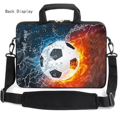 AMARY 15.4" 15.6" laptop sleeve adjustable shoulder strap with handle accessory pocket for men women (Soccer) - color: Soccer
