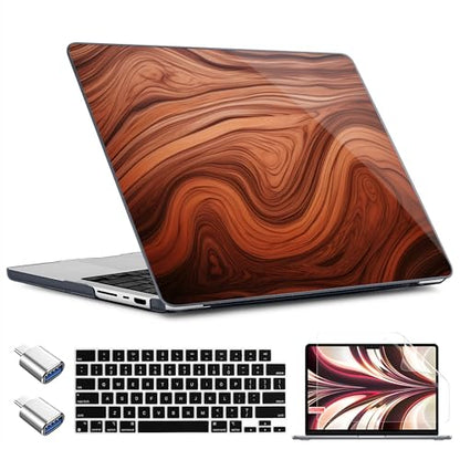 TWOLSKOO Compatible with MacBook Pro 14 inch Case M5 2026 2025-2021 Release M4 M3 M2 M1 Pro/Max Chip, Plastic Hard Shell & Keyboard Cover & USB C to USB Adapter & Screen Film, Wood Grain - color: Wood Grain