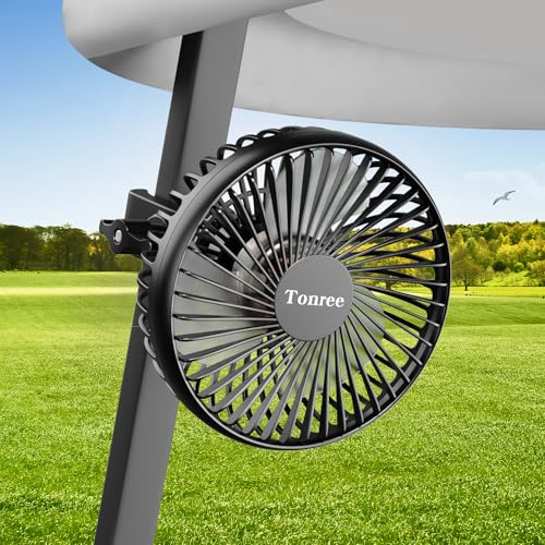 Golf Cart Fan, Portable USB Clip Fan for EZGO, Club Car, Yamaha, 3700rpm Hi-velocity and Low Noise, 3 Speed, 360° tilt, 10sec Quick Mount, Waterproof, for Travel Camping Outdoor Car Home RV