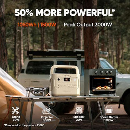 Jackery Solar Generator 1000 v2 with 200W Solar Panel, 1070Wh Portable Power Station, LiFePO4 Battery, 1500W AC Output, 1 Hr Fast Charge, for Camping, Emergency, RV, Off-Grid (Dune White) - style: E1000v2+200W(Dune White)