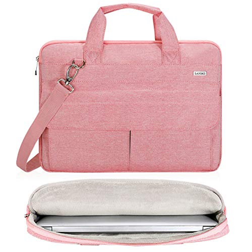 LANDICI Laptop Bag Case 17 17.3 inch for Women, Waterproof Computer Cover Bag Compatible with MacBook 17, 17-18 Inch HP Acer Dell ASUS Laptop, Slim Briefcase with Shoulder Strap, Pink - color: Pink, size: 17-17.3 Inch