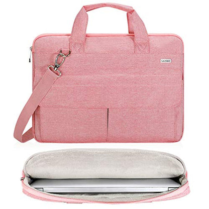LANDICI Laptop Bag Case 17 17.3 inch for Women, Waterproof Computer Cover Bag Compatible with MacBook 17, 17-18 Inch HP Acer Dell ASUS Laptop, Slim Briefcase with Shoulder Strap, Pink - color: Pink, size: 17-17.3 Inch