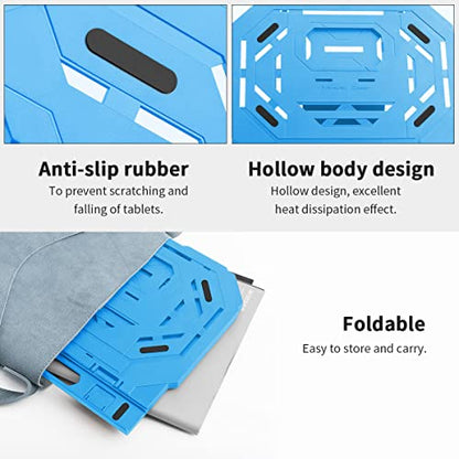 Drawing Tablet Stand, Laptop Foldable Stand for Tablet Display, 9 Levels Adjustable Angles with a Built-in Phone Holder, for 12-17 inch Drawing Tablet, Smartphones - color: Blue