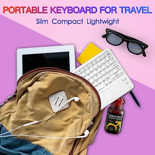 Bluetooth Keyboard, Slim 7 Colors Backlit Wireless Bluetooth Keyboard with Touchpad Built in Rechargeable Battery for iOS Android Windows Tablets PC Smartphone