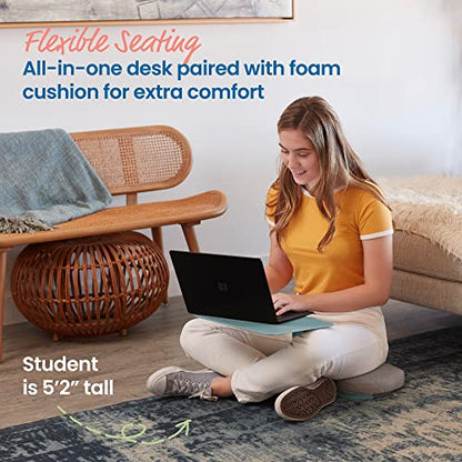 ECR4Kids The Surf Portable Lap Desk with Cushion, Flexible Seating, Seafoam - color: Seafoam