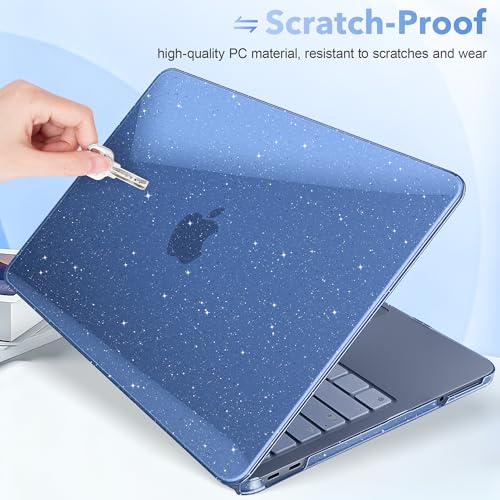 May Chen Compatible with MacBook Neo 13 inch Case 2026 Model A3404, Plastic Hard Shell,Keyboard Cover,Screen Protector,Dust Plug, for MacBook Neo 13" with A18 Pro Chip, Glitter Indigo - color: Glitter Indigo